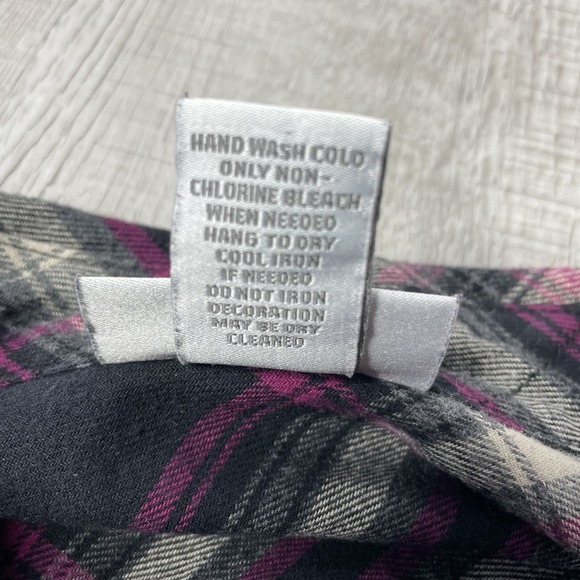 Soft Surroundings Top Women's XL Purple Plaid Long Sleeve Button Up Elbow Patch - Picture 9 of 10